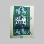 Street Punk pevná textilná peňaženka s retiazkou a karabínkou, tlačené logo